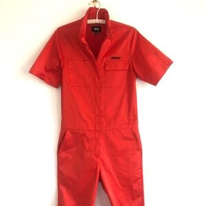 Orange Satin Jumpsuit by Stussy - Size Small